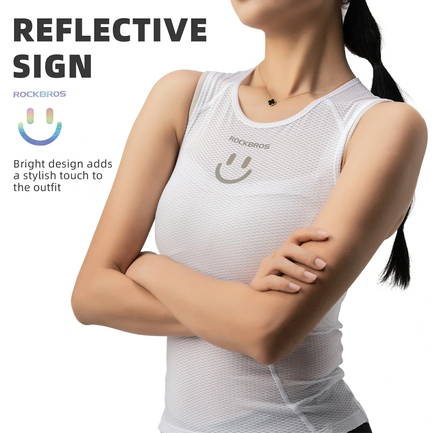 ROCKBROS Breathable Mesh Sleeveless Quick Dry Slim Cycling Base Layer for Women