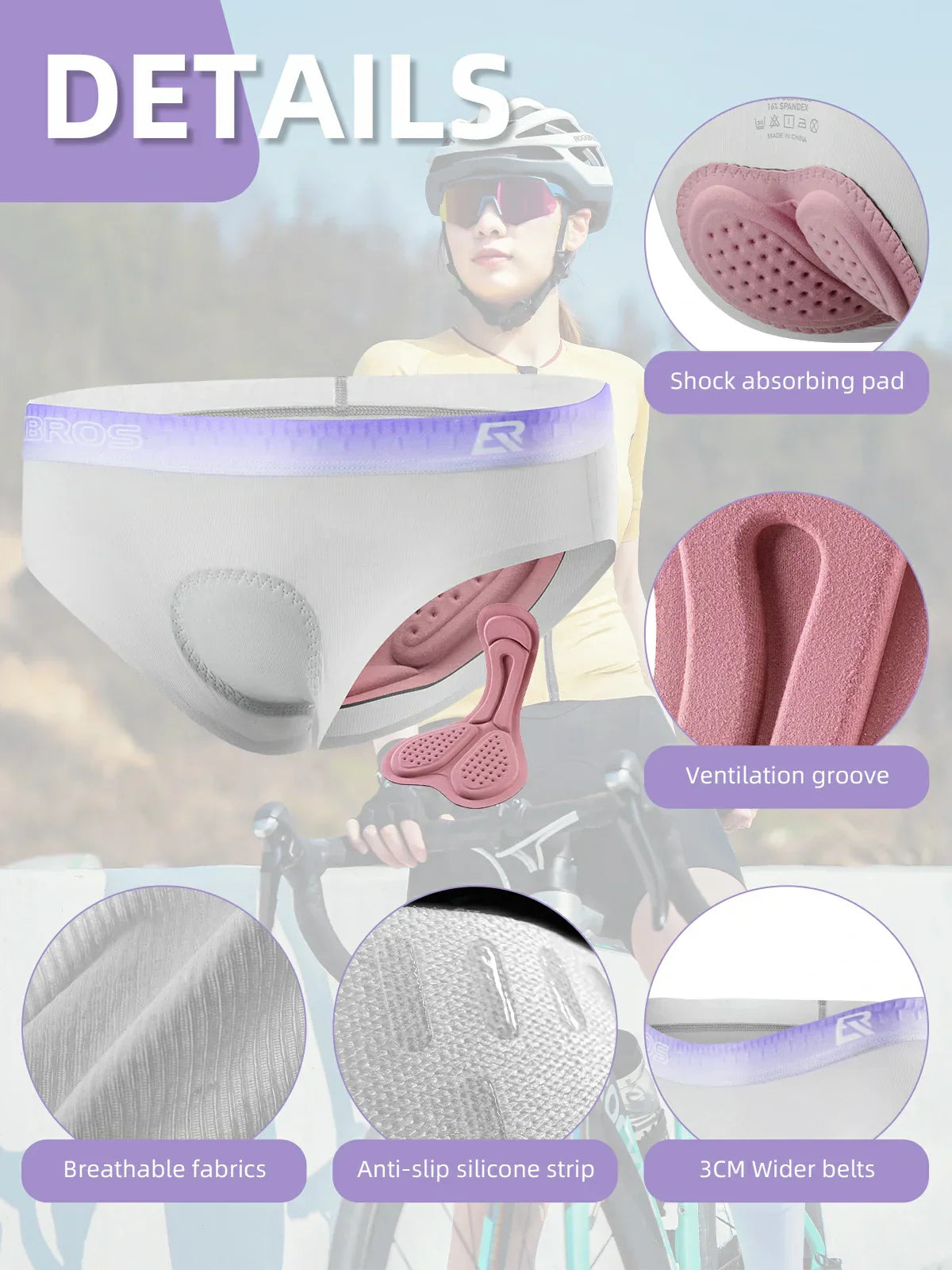 ROCKBROS Women's 4D Padded Cycling Underwear