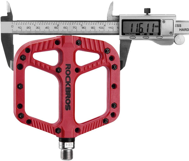 ROCKBROS Extra Large Mountain Bike Pedals Nylon Composite Bearing 9/16"(1 Pair)-RED