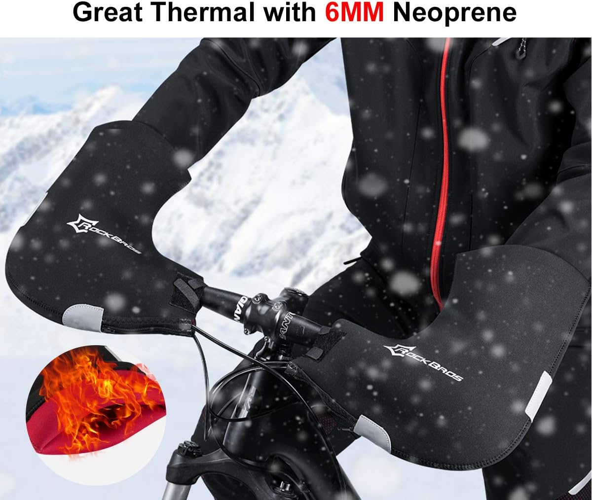 ROCKBROS Cold Weather Bike Handlebar Mittens Windproof & Coldproof Commuter