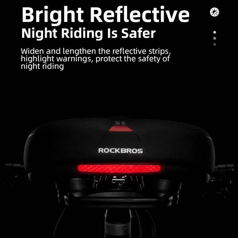 ROCKBROS Bicycle Saddle Shockproof Leather Cushion Reflective Cycling Bike Seat With Handle