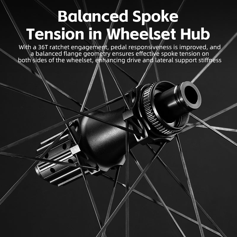 ROCKBROS Road Bike T700 Carbon Fiber Wheelset 50mm Rim Disc Brake Bike Wheels Clincher/Tubeless