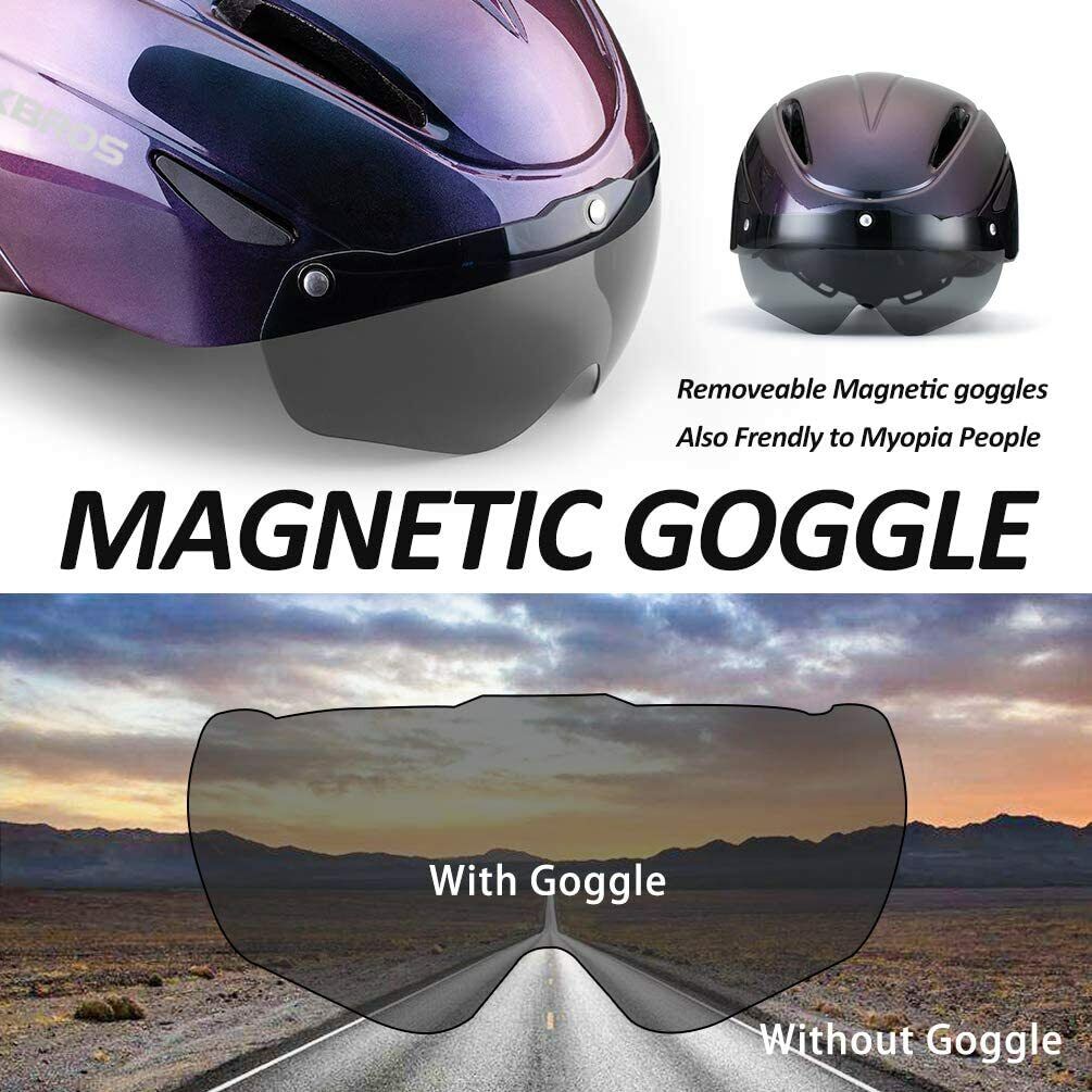 ROCKBROS Cycling Helmet With Goggles LED Light Mountain Road Bike Bicycle Helmet