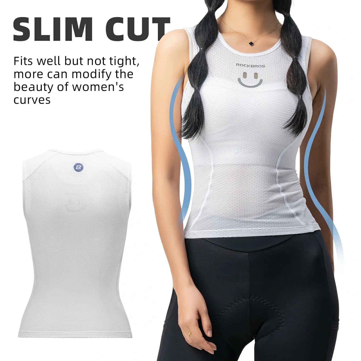 ROCKBROS Breathable Mesh Sleeveless Quick Dry Slim Cycling Base Layer for Women