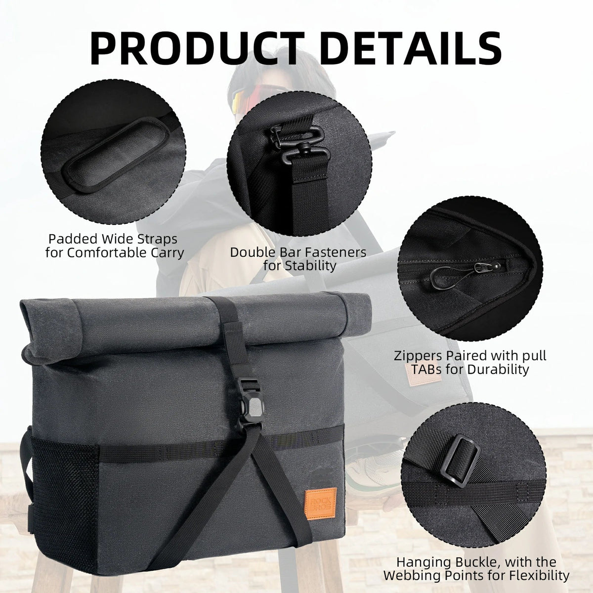 ROCKBROS Bike Handlebar Folding Bike Bag Bike Accessories Bike Storage 8L-10L