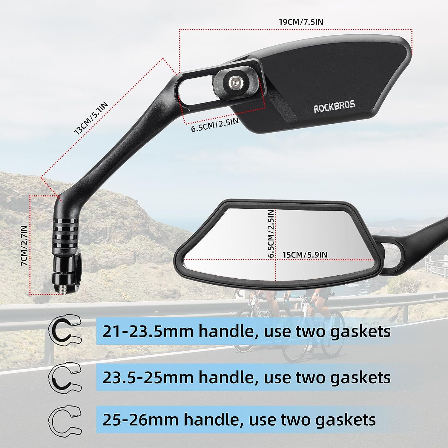 ROCKBROS HD Blast-Resistant Bike Mirror - Adjustable & Retractable