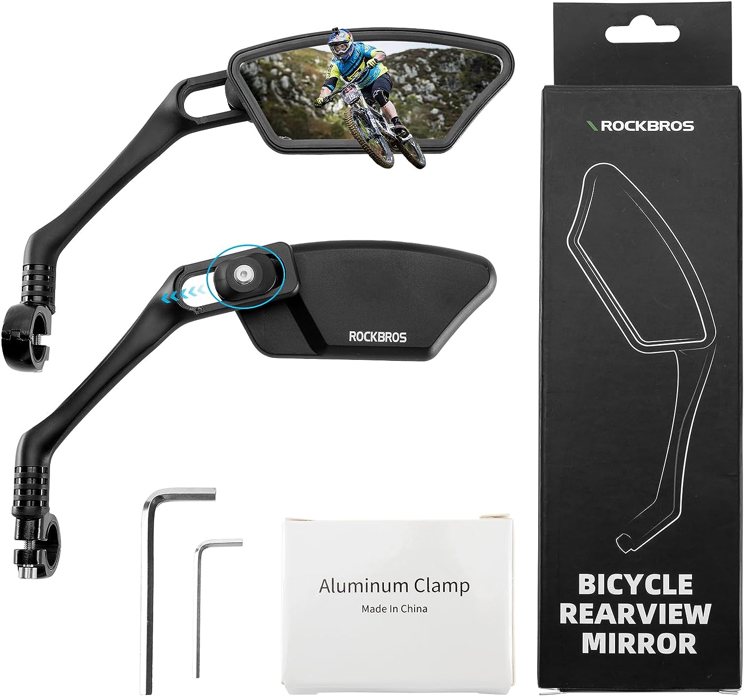 ROCKBROS HD Blast-Resistant Bike Mirror - Adjustable & Retractable