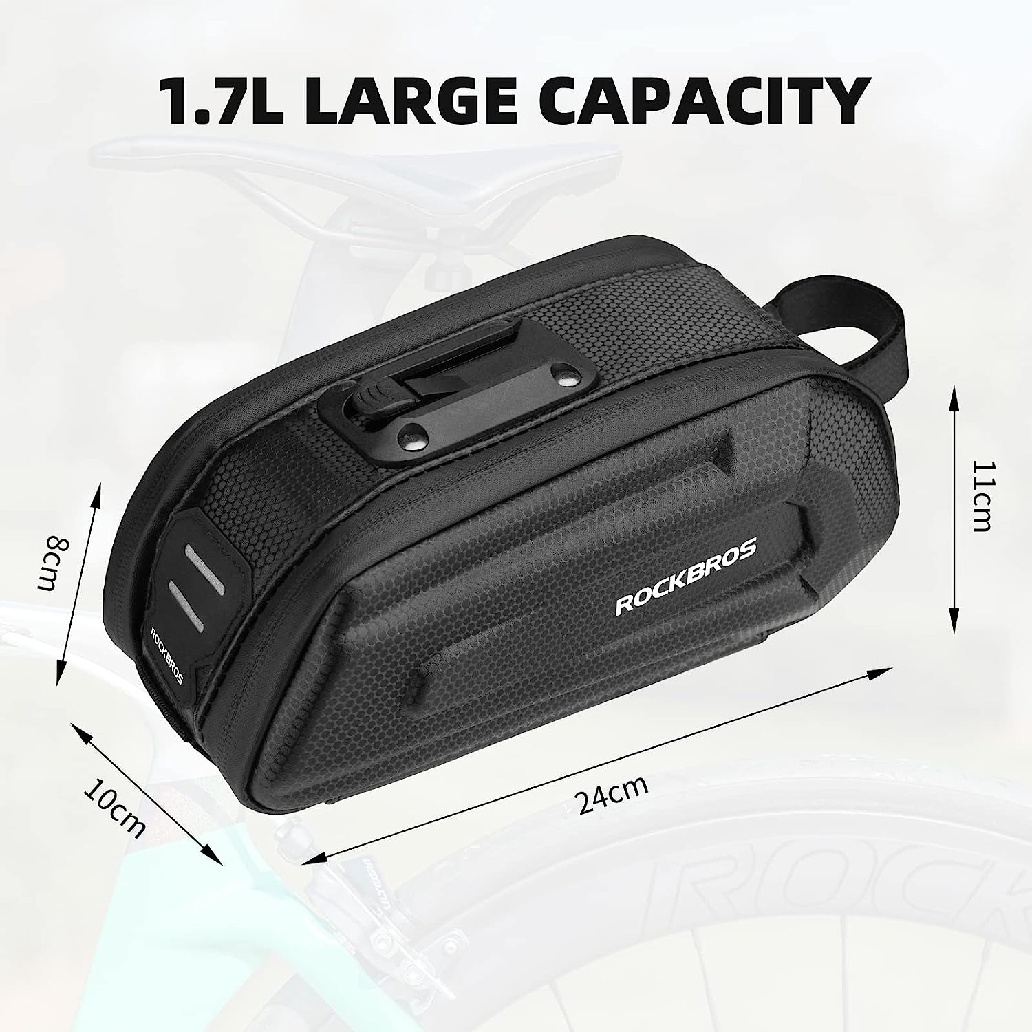 ROCKBROS Bike Saddle Bag Under Seat 3D Hard Shell Quick Release 1.7L