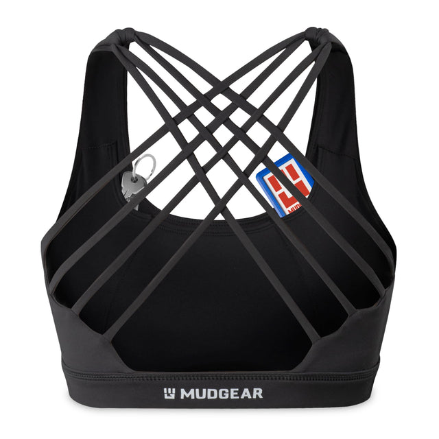 Women's Performance Sports Bra with Pockets - Black