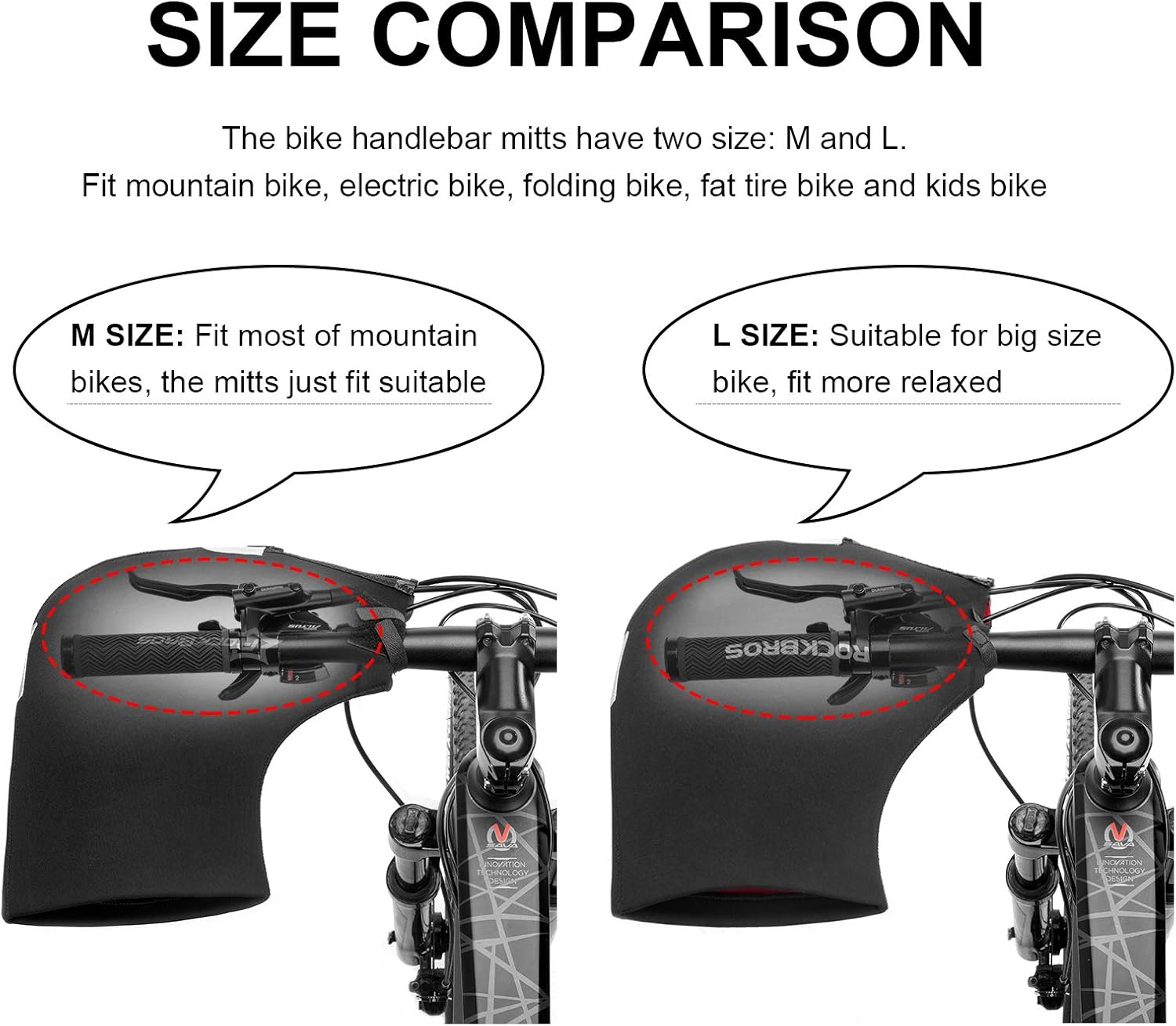 ROCKBROS Cold Weather Bike Handlebar Mittens Windproof & Coldproof Commuter