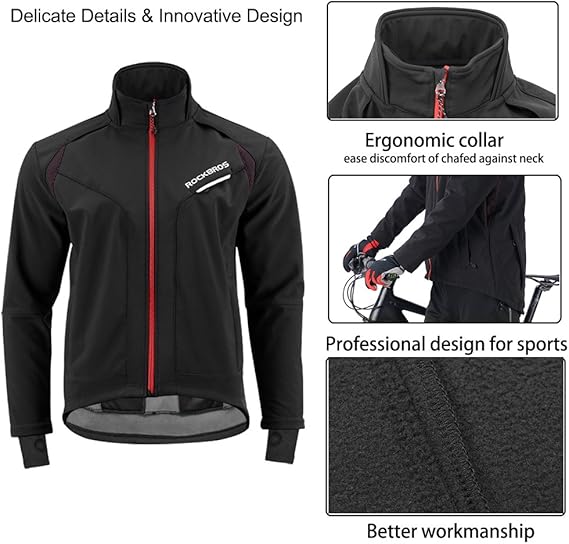 ROCKBROS Cycling Jackets Thermal Windproof Jacket for Men Cold Weather