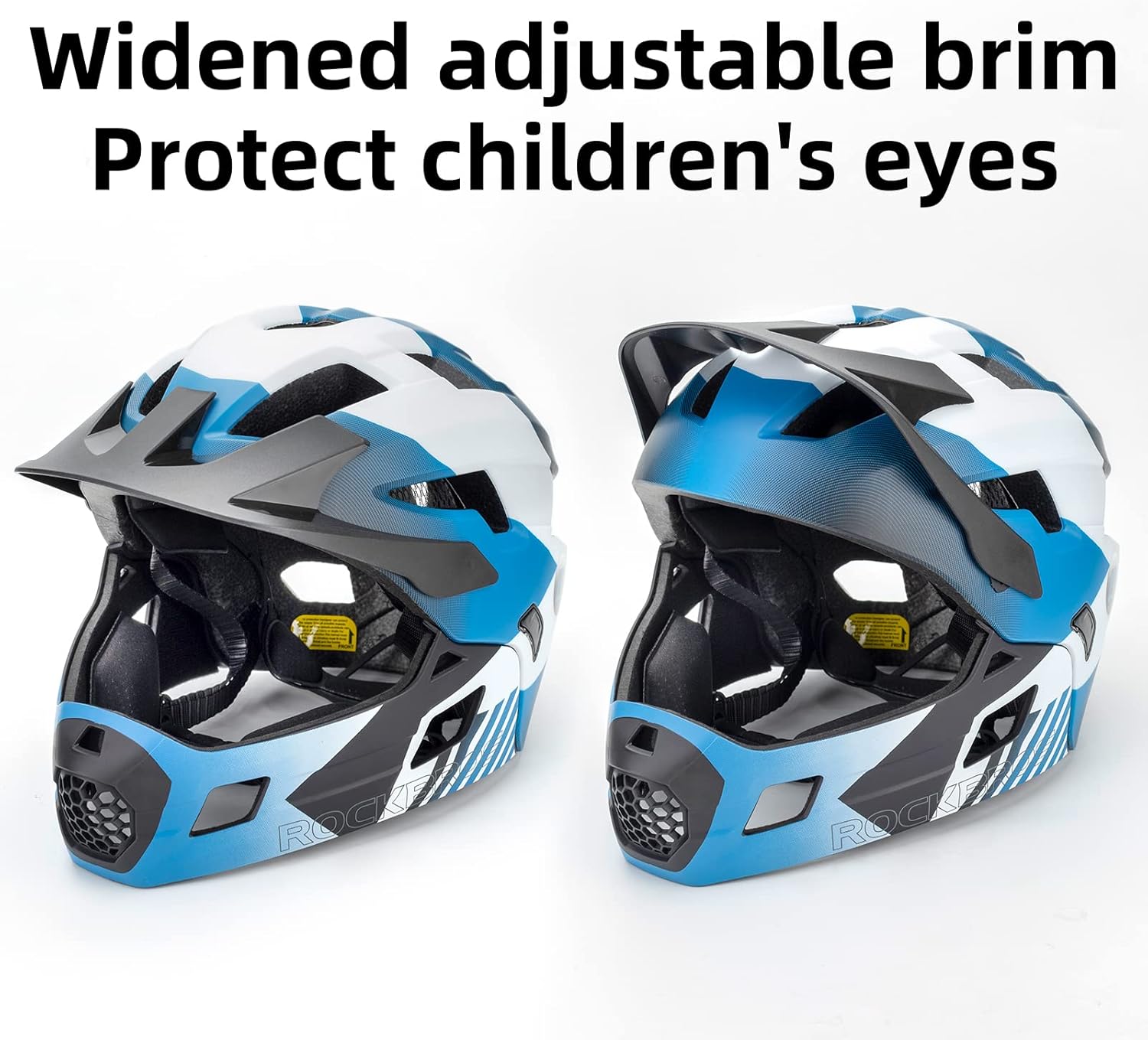 ROCKBROS Kids Full Face Bike Helmet Ages 5-14 Anti-Collision Detachable Chin