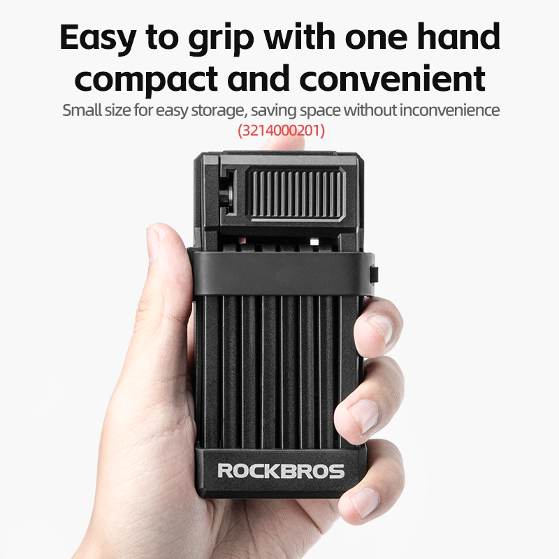 ROCKBROS MTB Road Bike Lock Key Folding Lock E-Bike Motorcycle Steel Lock Portable Antirust Anti-theft