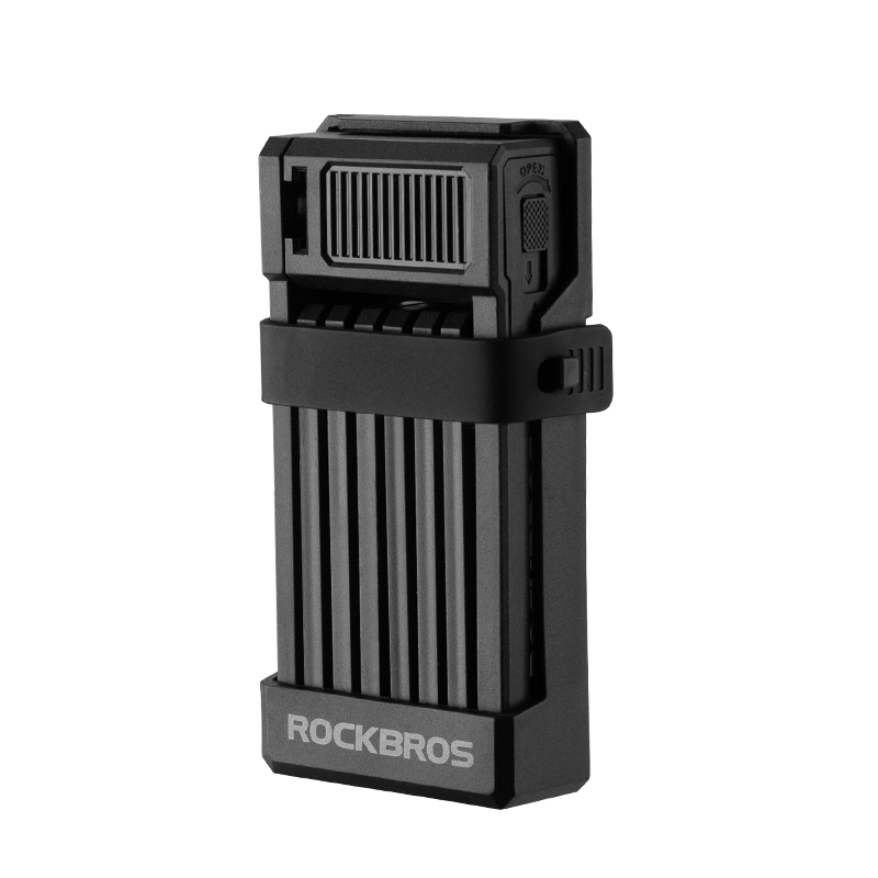 ROCKBROS MTB Road Bike Lock Key Folding Lock E-Bike Motorcycle Steel Lock Portable Antirust Anti-theft