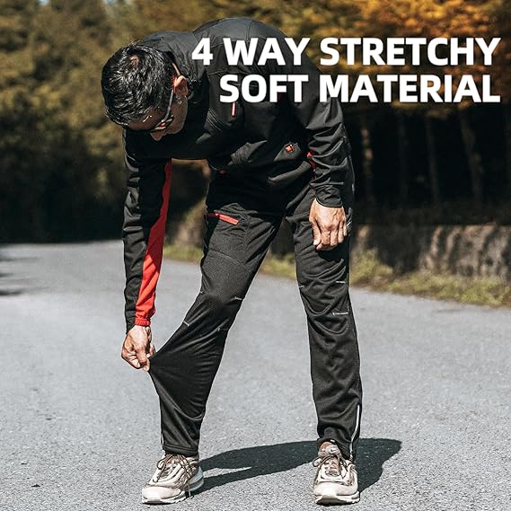 Cycling Pants for Men Windproof Thermal Fleece Winter Athletic