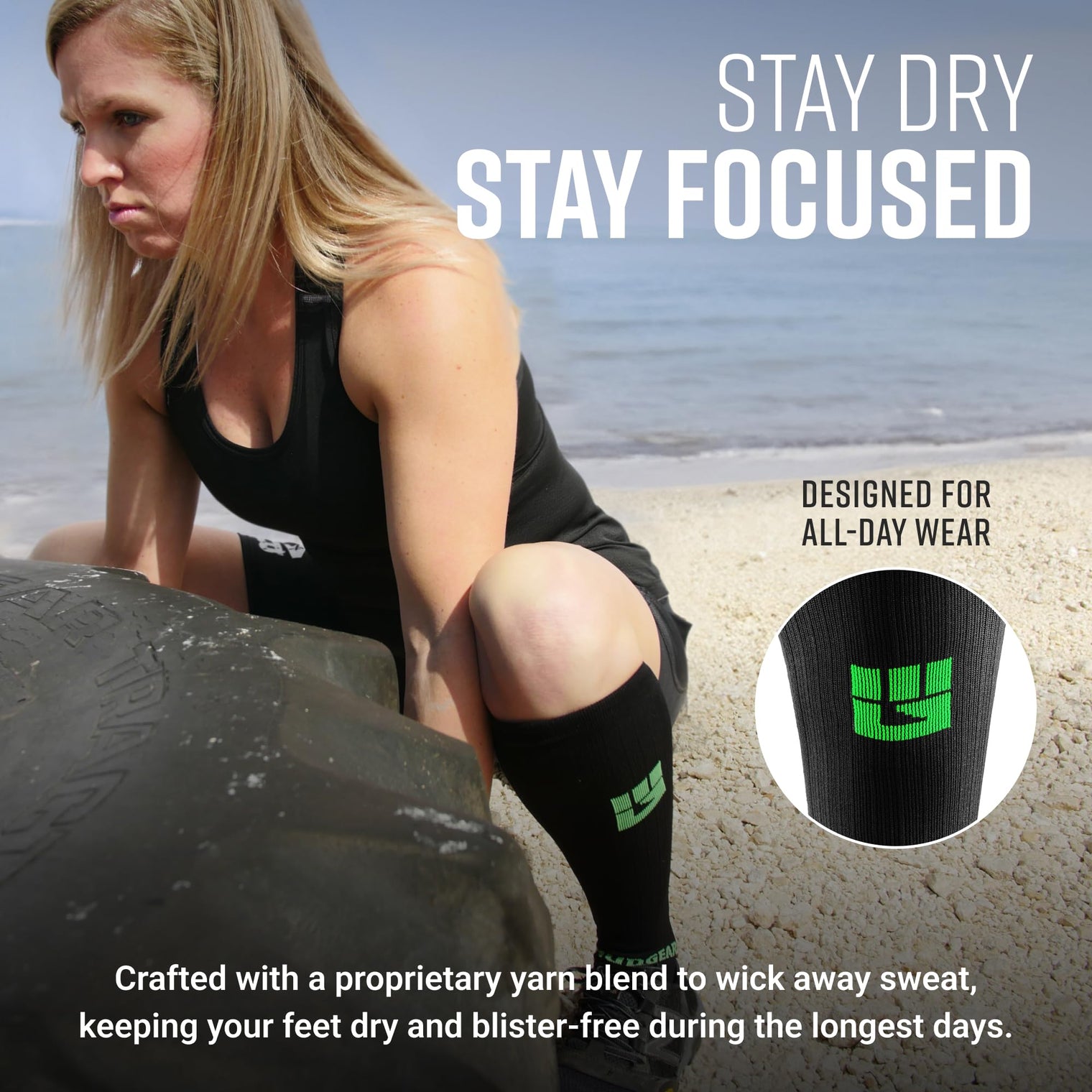 Tall Compression Socks (Black/Green)