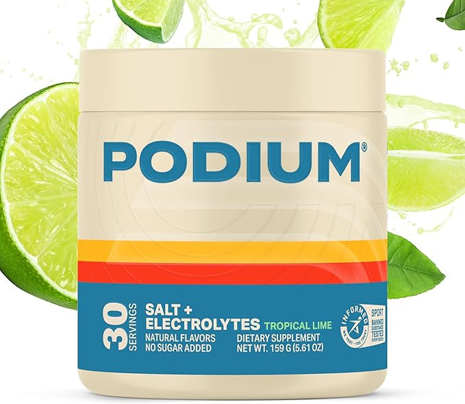Podium Nutrition Training Salt + Electrolytes Powder, Tropical Lime, Post Workout Hydration & Muscle Recovery Support, Electrolyte Drink, Magnesium, Potassium,Calcium, Sodium Salts, 30 Servings
