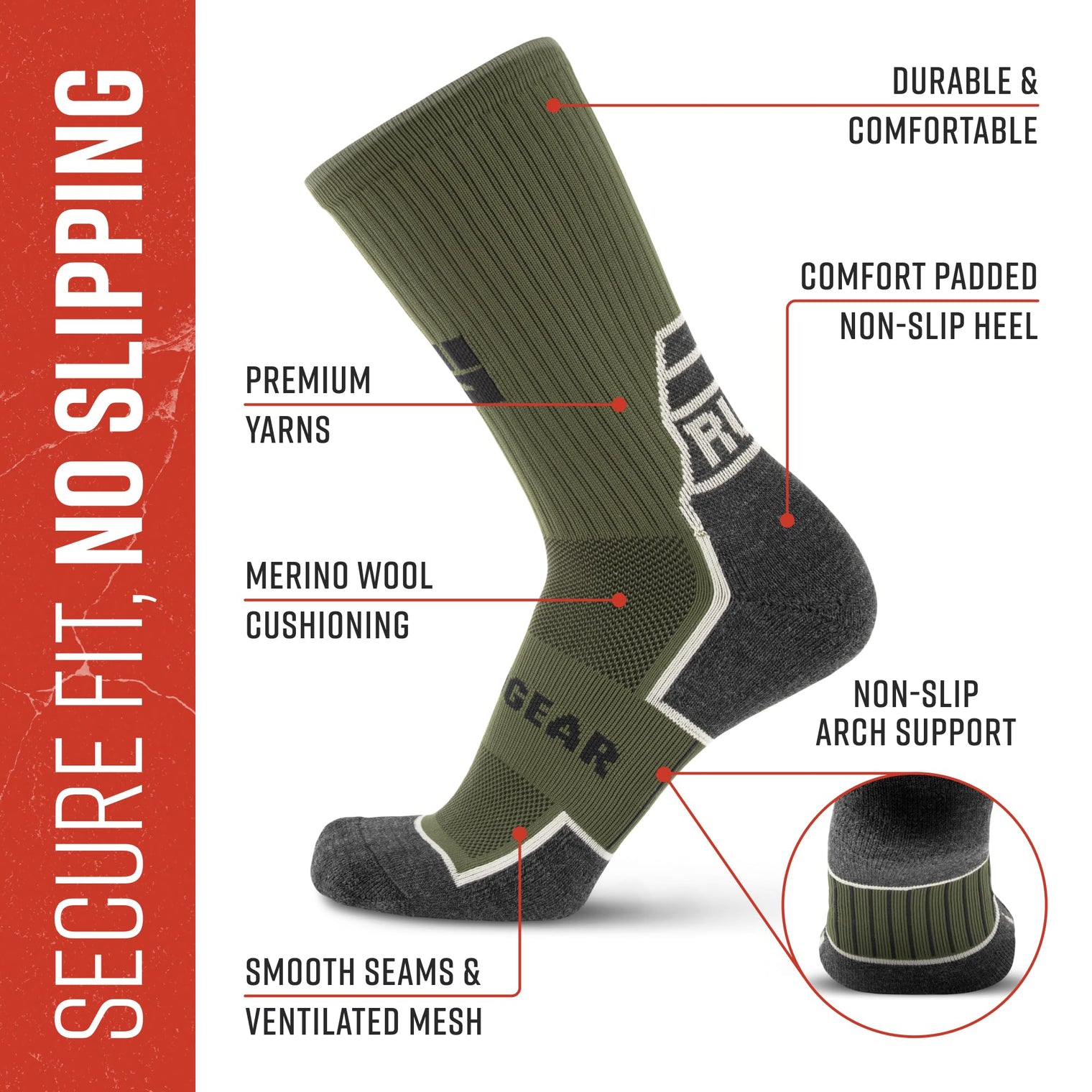 MudGear Ruck Sock (Army Green)