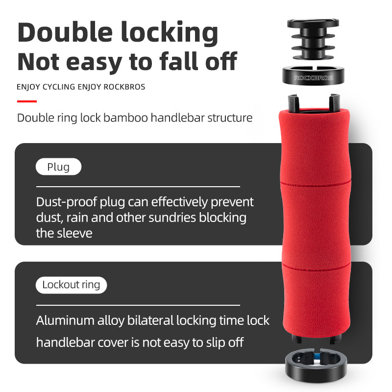 ROCKBROS Bike Grips Shock Absorption Foam Bike Handle Grips Soft Comfortable Non-Slip Double Locked on