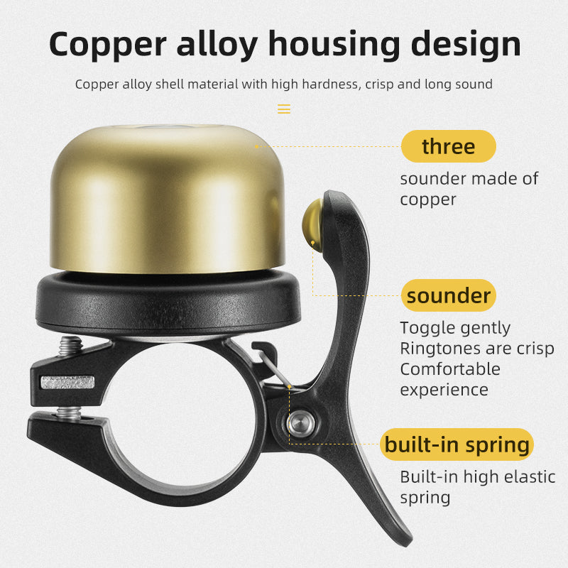 ROCKBROS Bike Bell Ring Horn Classic Bicycle Bell Anti-Theft for Adults Suitable for 0.87‘’/22.2mm Diameter Handlebar