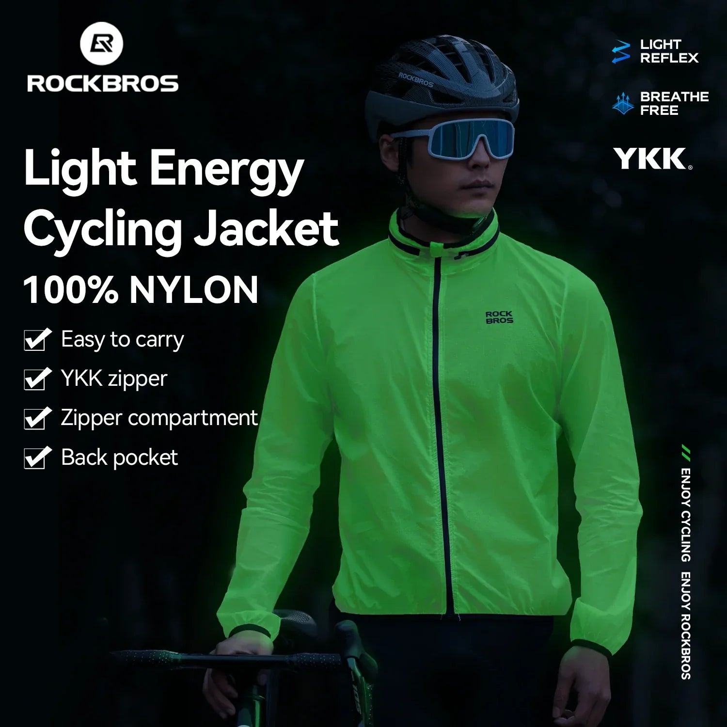 Fluorescent Lightweight Cycling Phosphorescent Jacket Foldable