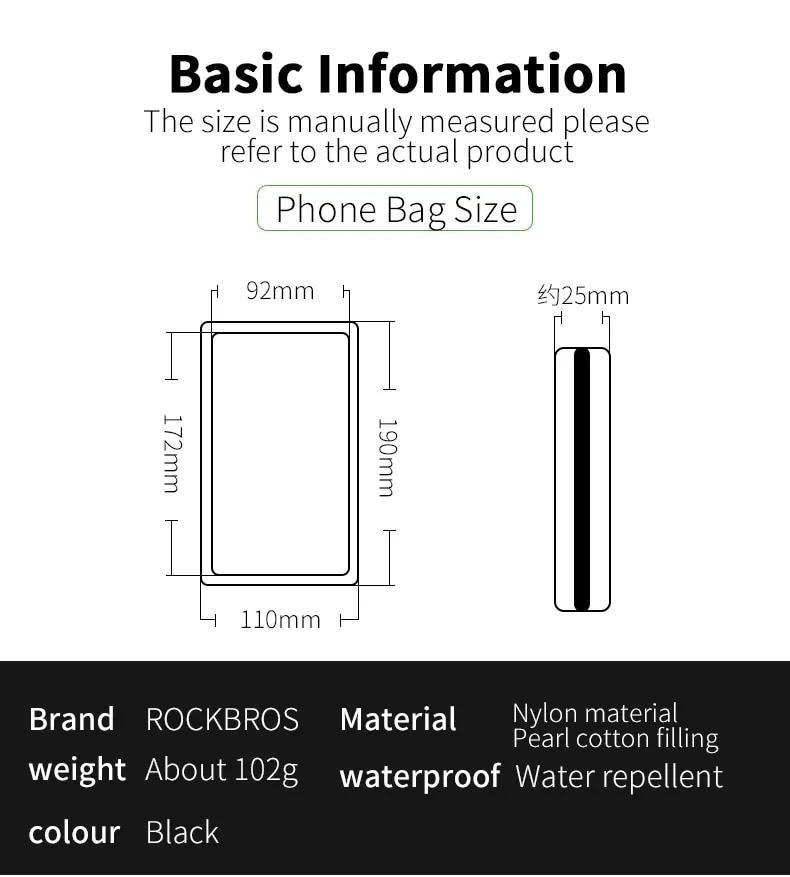 ROCKBROS 6.0" Bike Phone Holder Bag - Durable, Touchscreen, Large Capacity