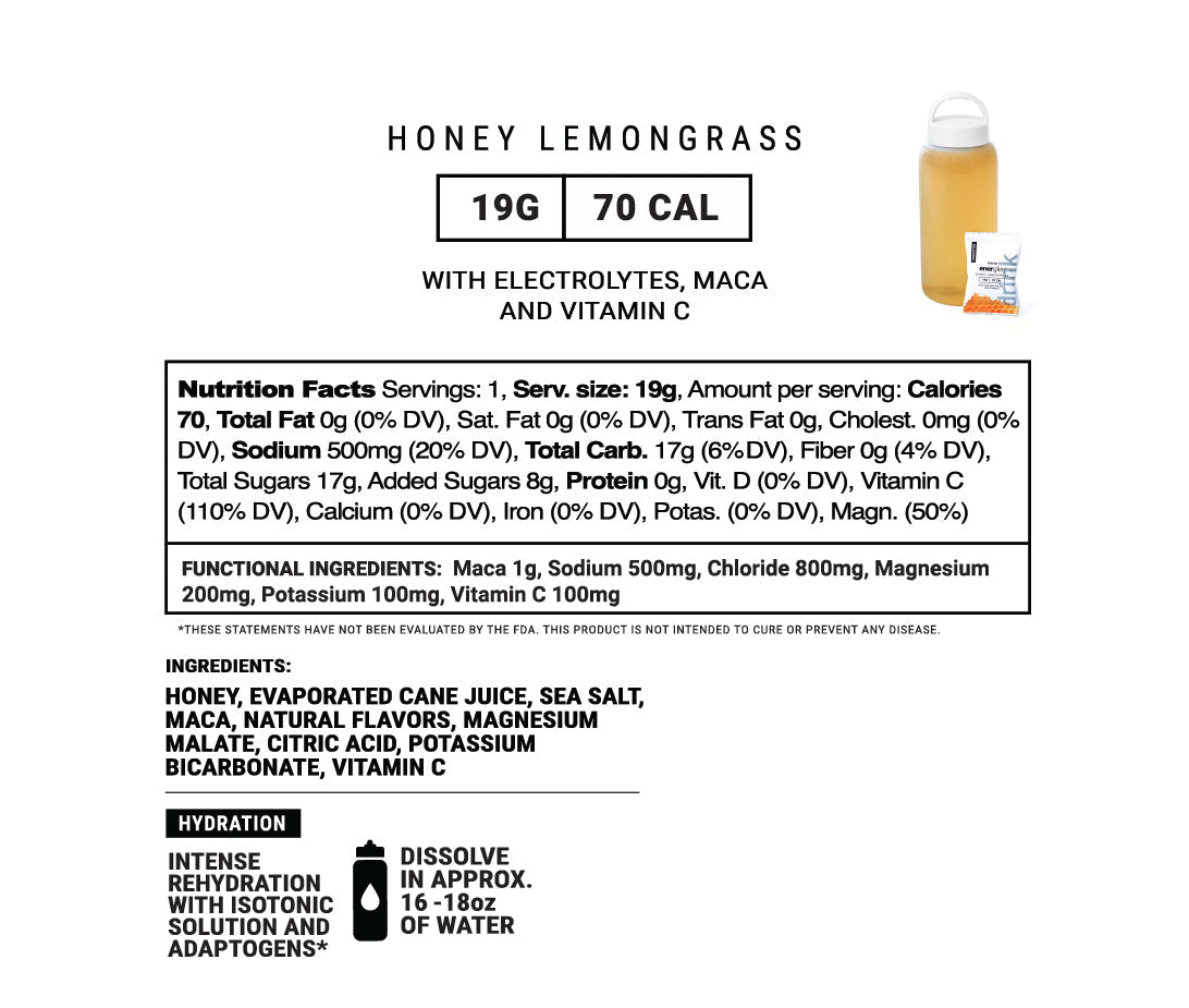 Honey Lemongrass Isotonic Enhanced Hydration w/Adaptogens