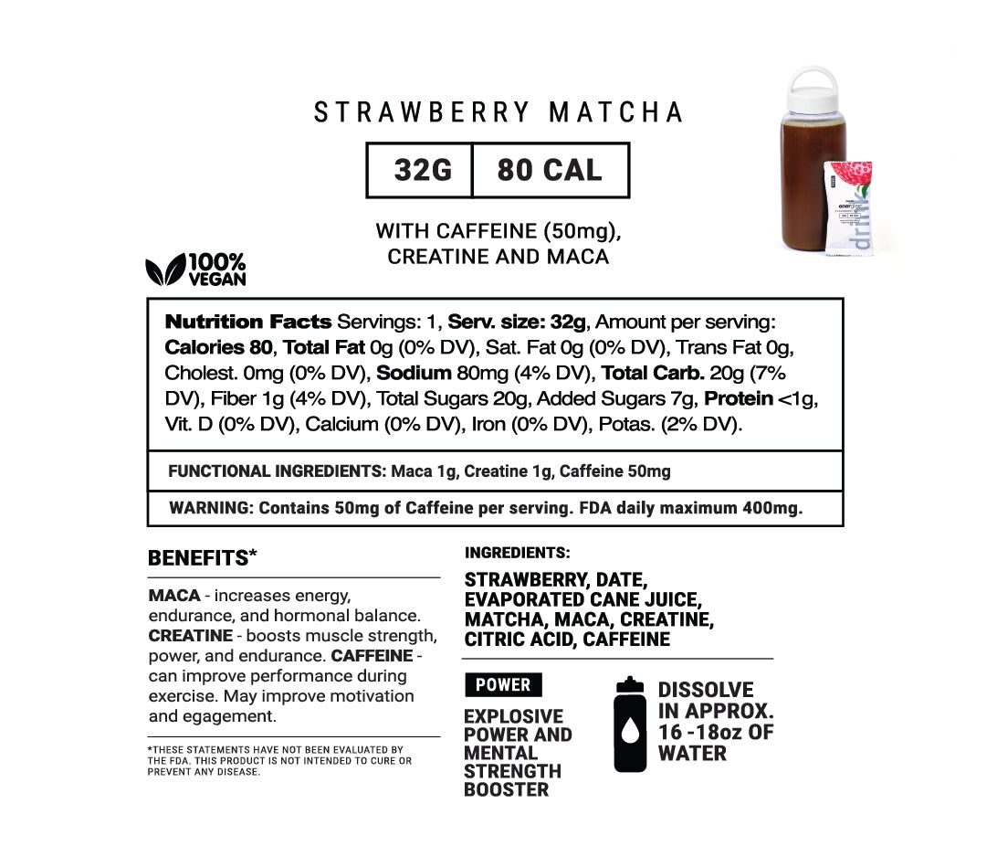 Strawberry Matcha Creatine Power Drink w/Adaptogens