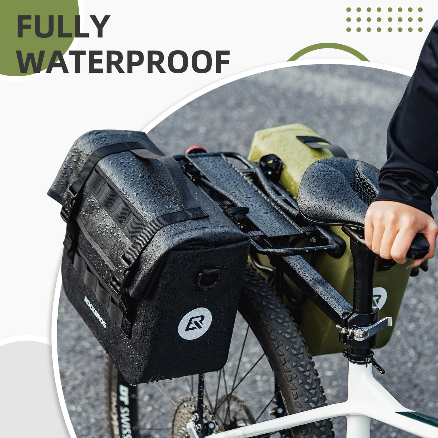 ROCKBROS Bike Panniers 15L Waterproof Bike Rack Bag for Cycling Commuting