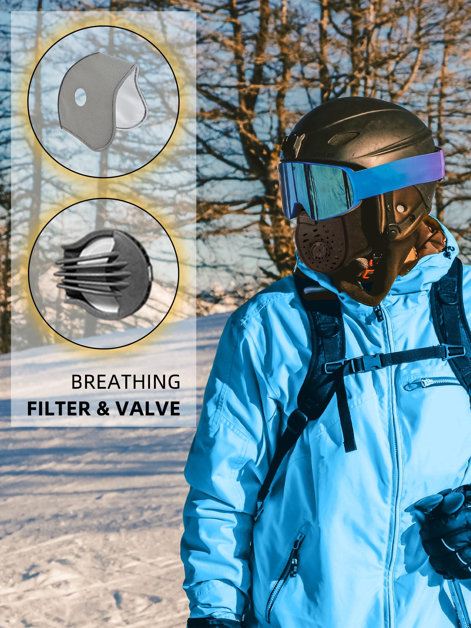 ROCKBROS Ski Mask Balaclava Winter Mask for Men Baclava Cold Weather Thermal