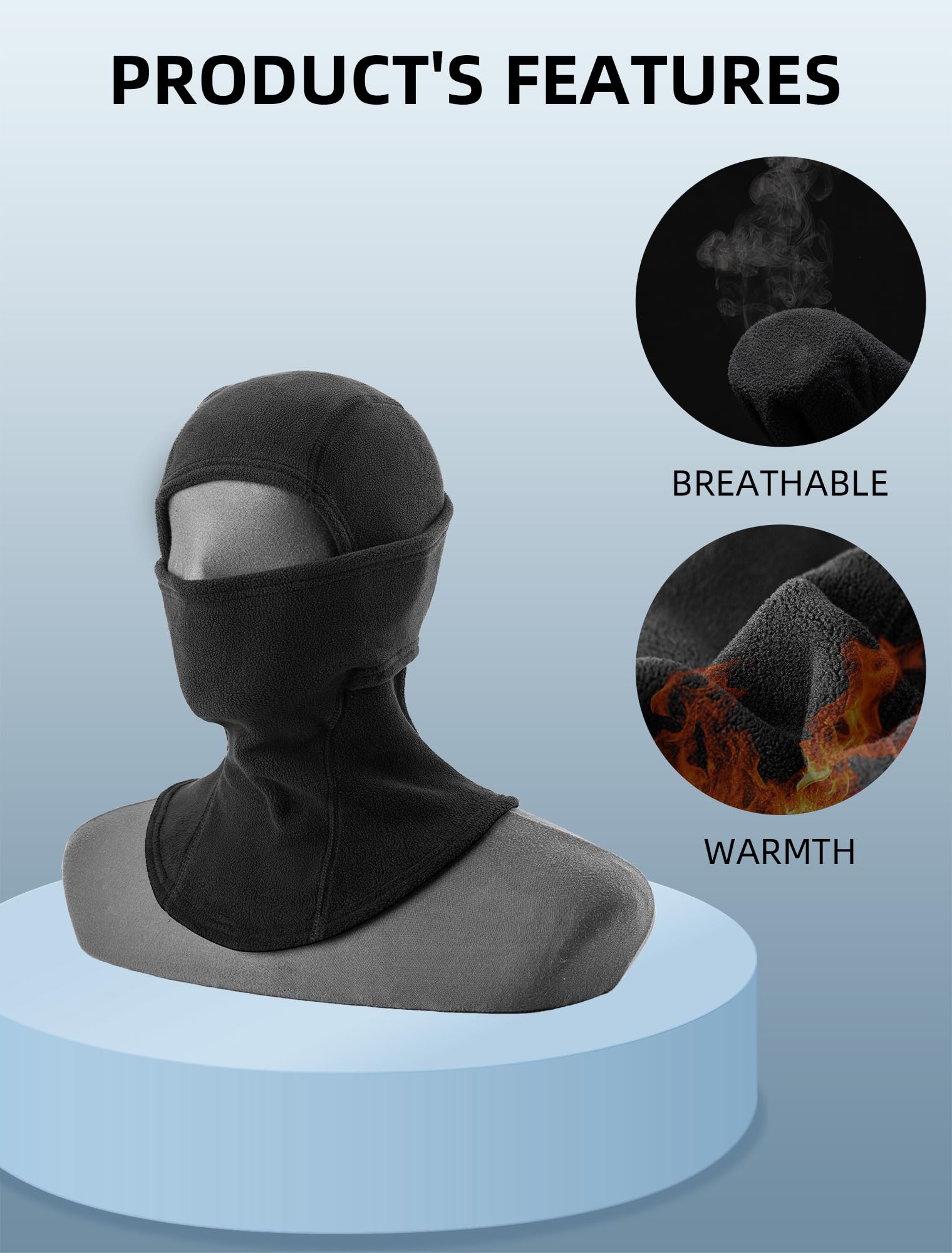 ROCKBROS Winter Windproof Thermal Fleece Balaclava Ski Mask for Men Women