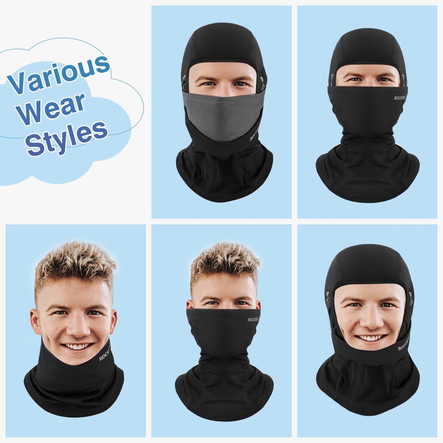 ROCKBROS Balaclava Ski Mask, Windproof Thermal Winter Neck Warmer Hood for Men Women