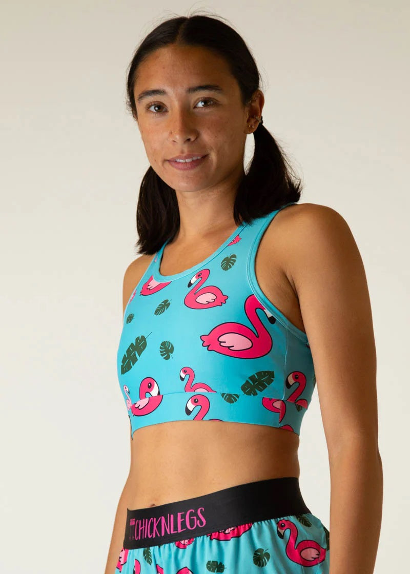 Women's Blue Flamingo OG Sports Bra (XXS, XS, S, M, L, XL)