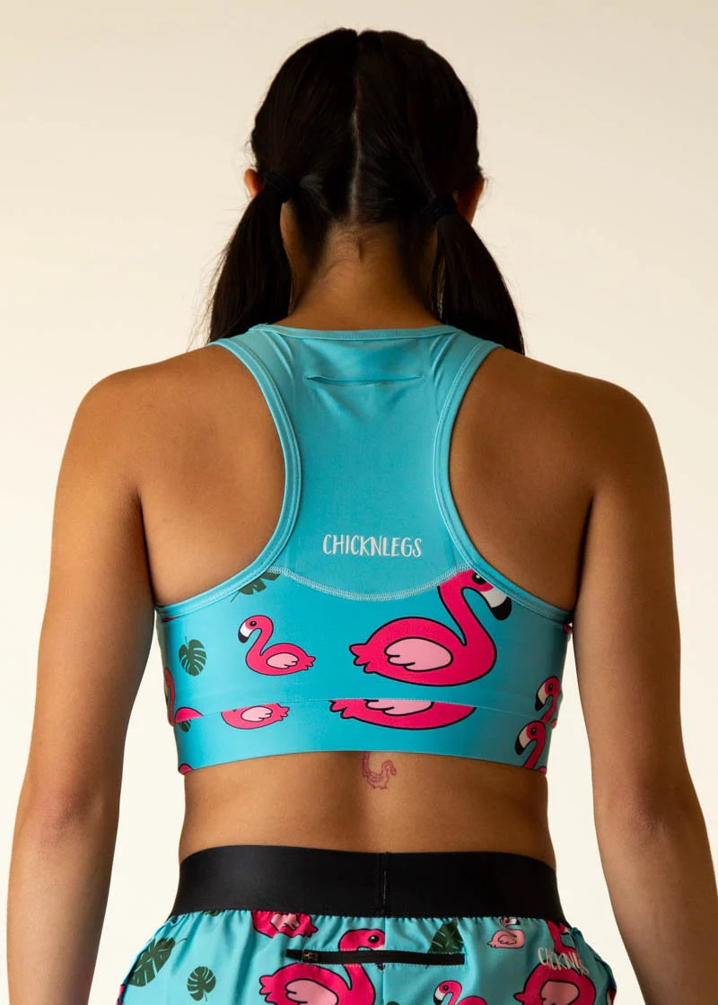 Women's Blue Flamingo OG Sports Bra (XXS, XS, S, M, L, XL)