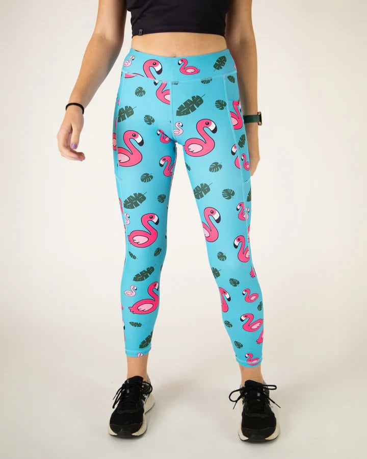 Women's Blue Flamingos Leggings XS S M L XL