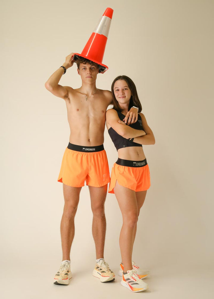 Men's Neon Orange 4" Half Split Shorts