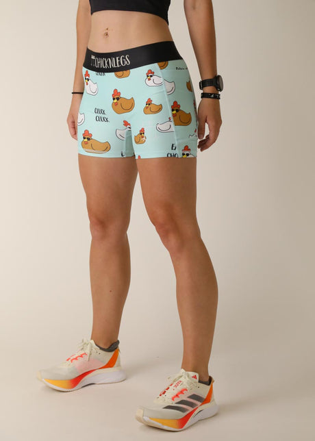 Women's Swaggy Chickens 3" 2-Pocket Compression Shorts (Large)