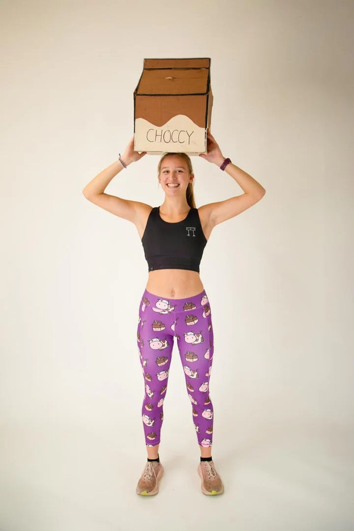 Women's Choccy Cows Leggings (Purple) XS S M L XL
