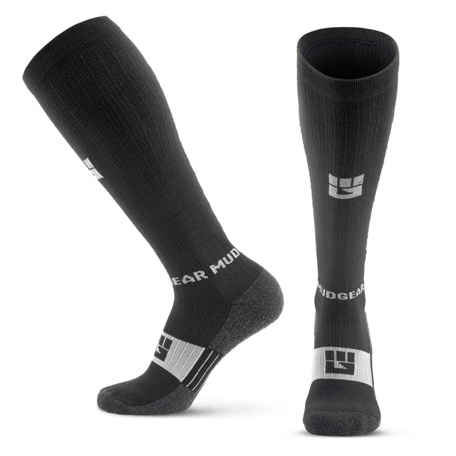 Tall Compression Merino Wool Socks (Black/Gray)