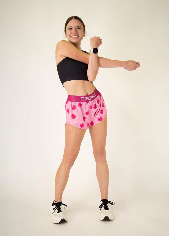 Women's Valentine's LUV POPS 1.5" Split Shorts (Pink)