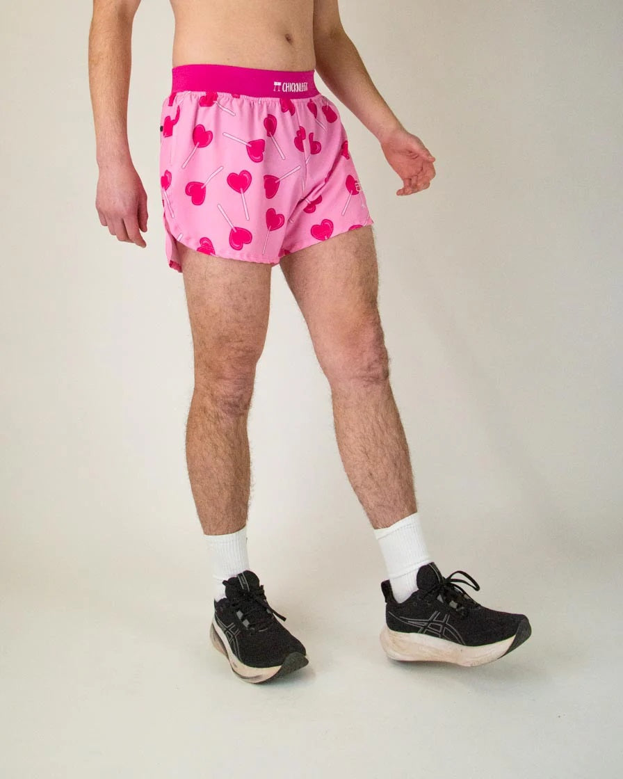 Men's Valentine's LUV POPS 4" Half Split Shorts (Pink)
