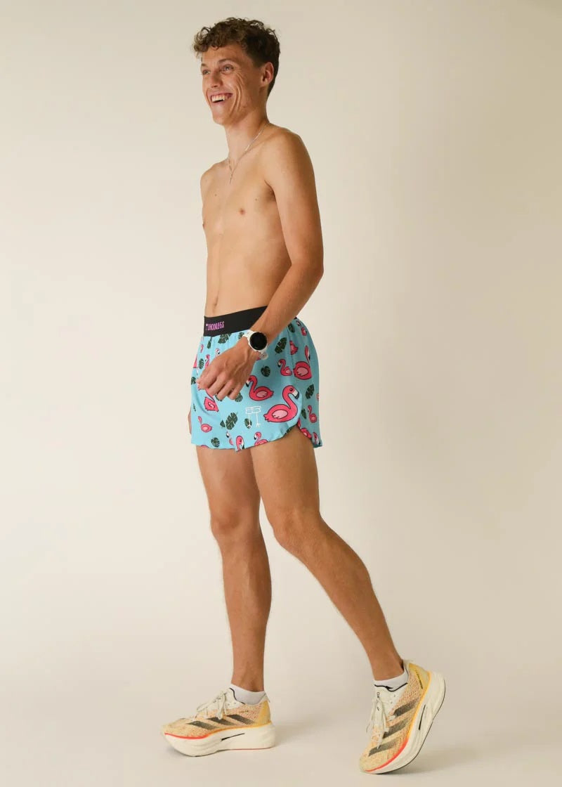 Men's Blue Flamingo 4" Half Split Shorts