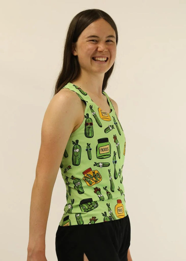 Women's Pickles Performance Singlet (Green)