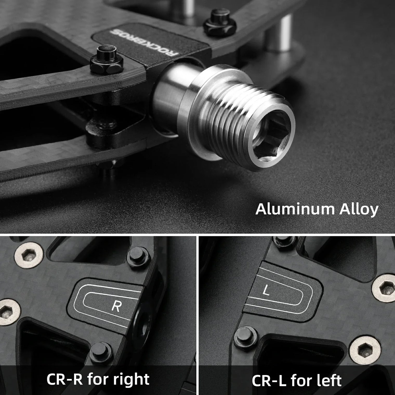 ROCKBROS Carbon Fiber Bike Pedals Lightweight 3-Bearing Non-Slip 9/16" Wide Flat