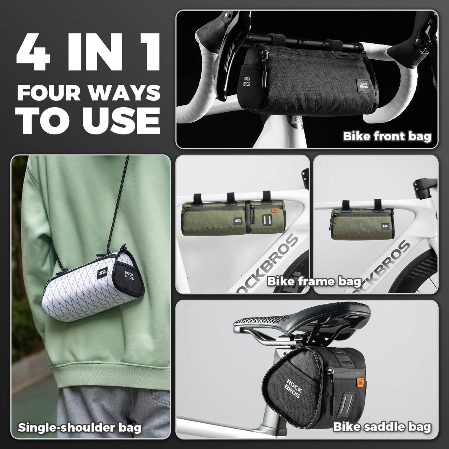 ROCKBROS Versatile 2 in 1 Bike Bag Waterproof Handlebar Bag With Shoulder Strap