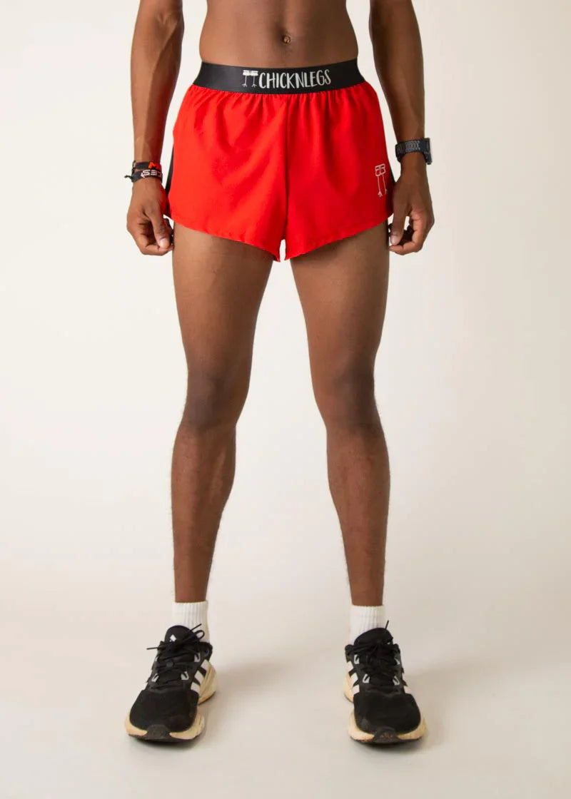 Men's Red 2" Half Split Shorts (XS, S, M, L, XL)