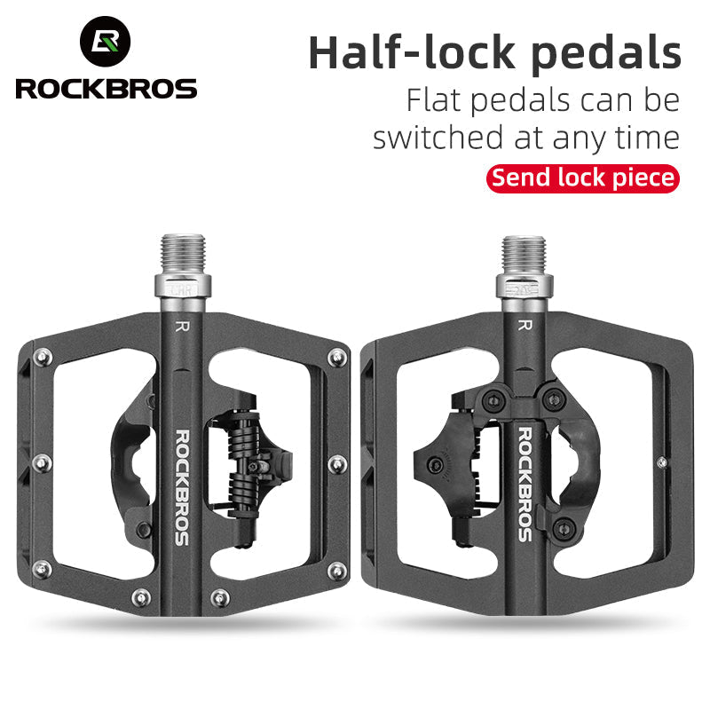 Multi-Function Clipless Flat Bike Pedals in Black (Pair)