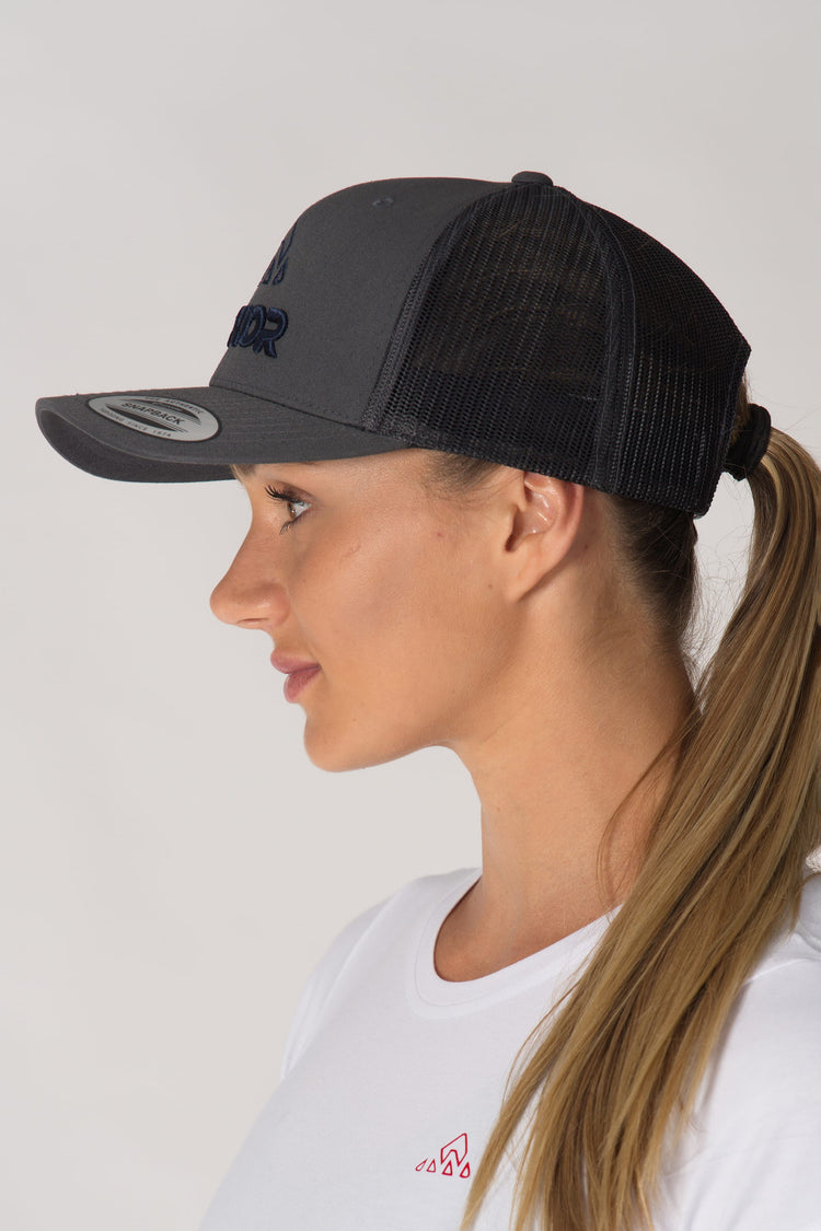 Trucker Cap Gray/Blue Logo - Unisex