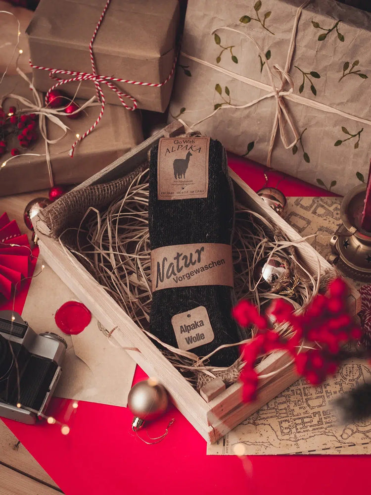 Alpaca Wool Crew Hiking Boot Socks for Men and Women - Ribbed Plain