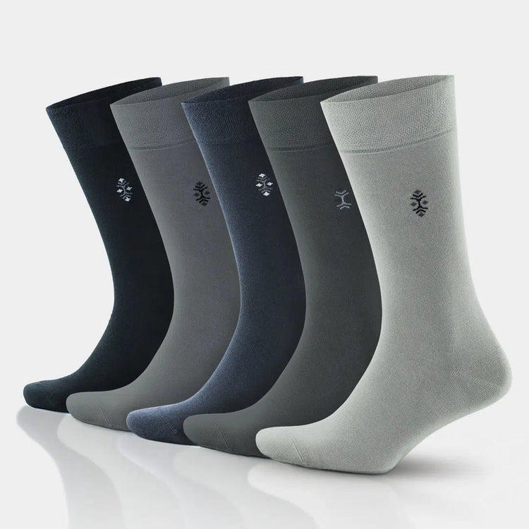Men's Bamboo Crew Dress Socks - Black & Multicolor